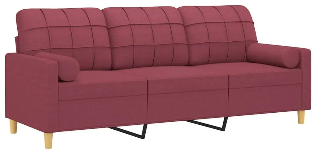 Sofá 3 lug. + almofadas decorativas 180cm tecido vermelho tinto