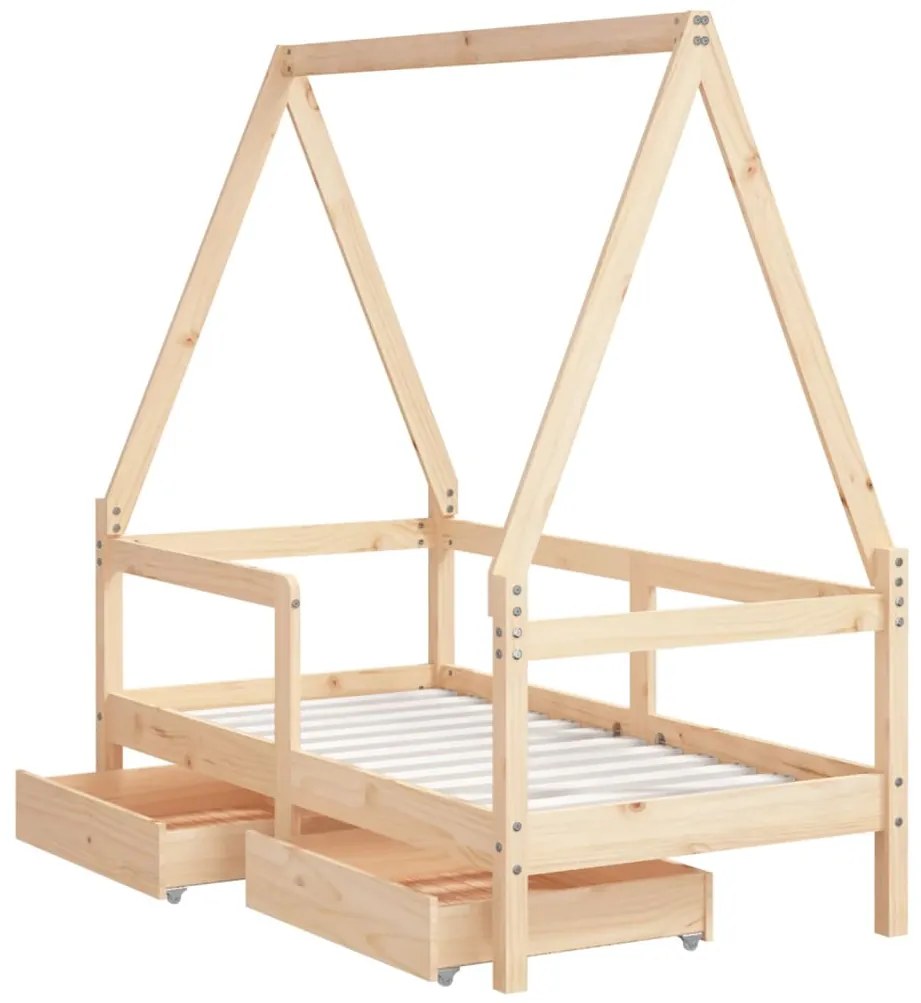 Estrutura de cama infantil c/ gavetas 70x140 cm pinho maciço