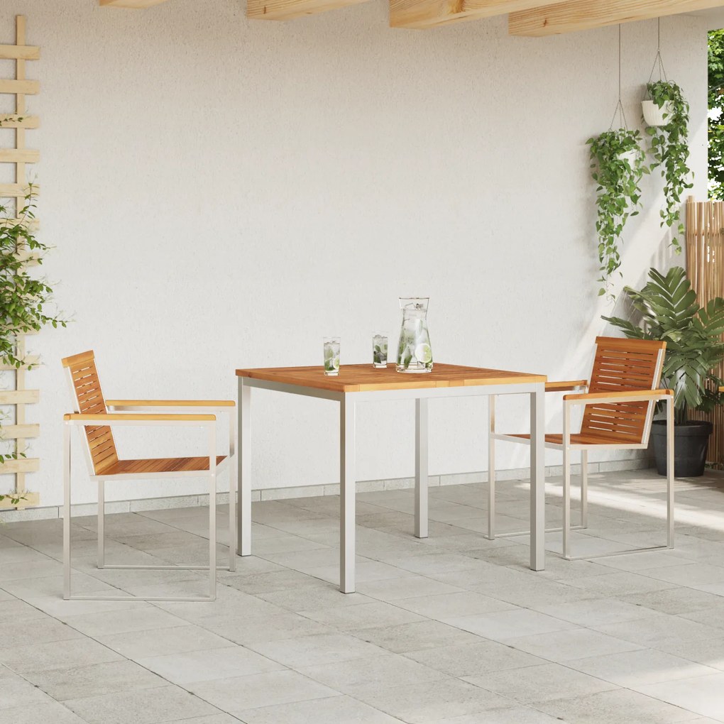 Conjunto de Jantar de Jardim vidaXL 3 Peças Madeira Sólida de Acácia