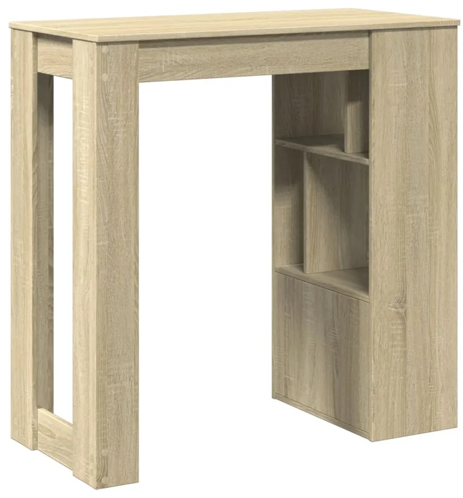 Mesa de bar c/ prateleiras derivados de madeira carvalho sonoma