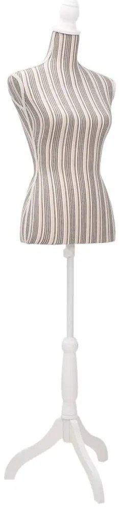 Busto manequim de senhora linho com riscas