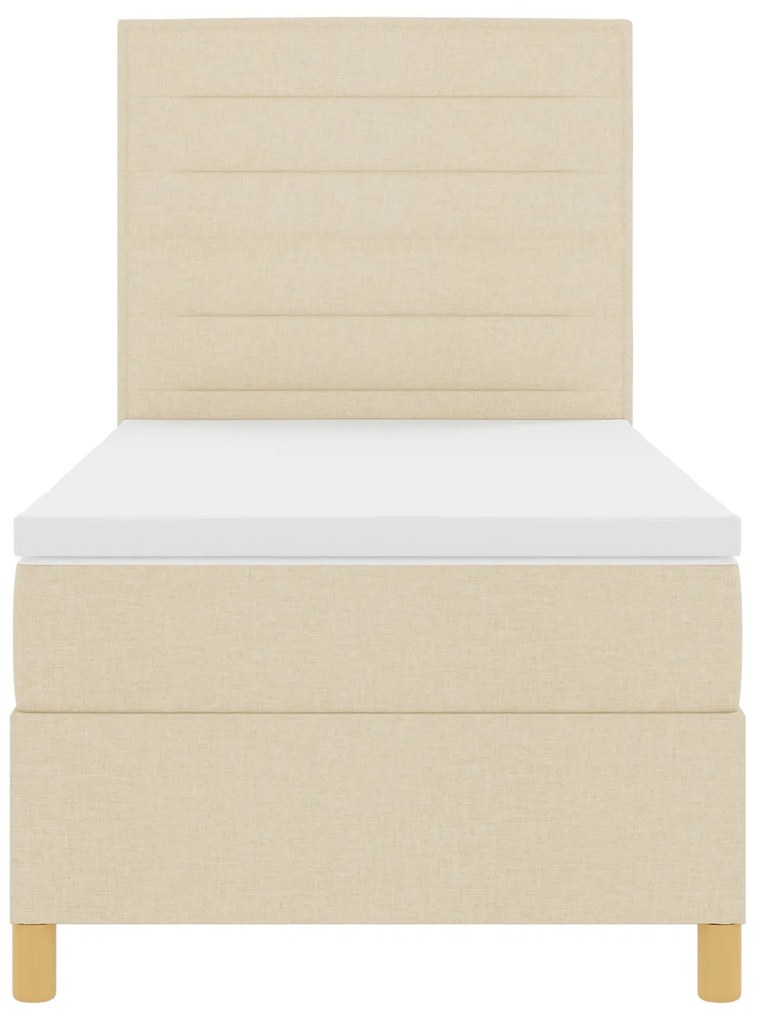 Cama Box Spring com Colchão Creme Cama de Solteiro Tecido