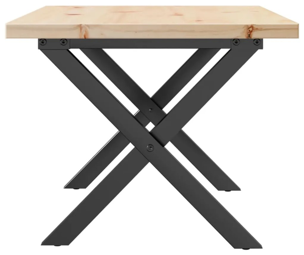 Mesa de centro estrutura em X 80x50x40,5 cm pinho/aço