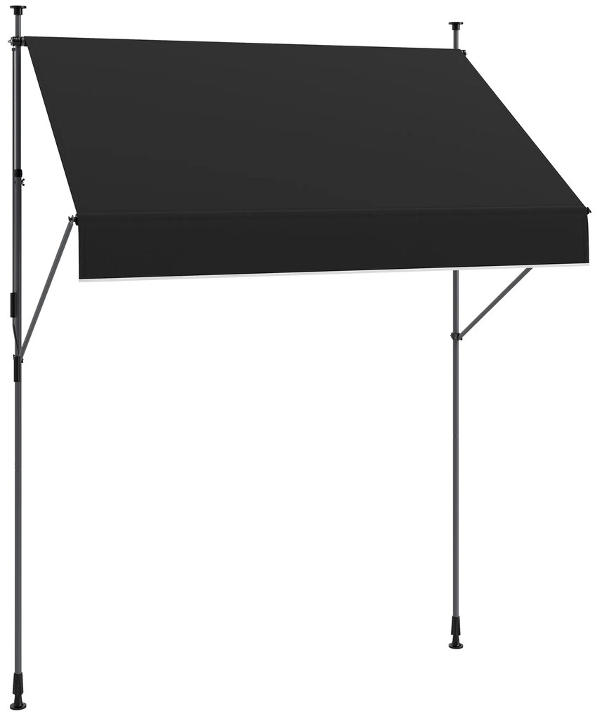 Outsunny Toldo Manual Retrátil 200x120 cm Toldo Exterior Enrolável Altura Ajustável com Manivela 210-310 cm Proteção UV30+  Preto