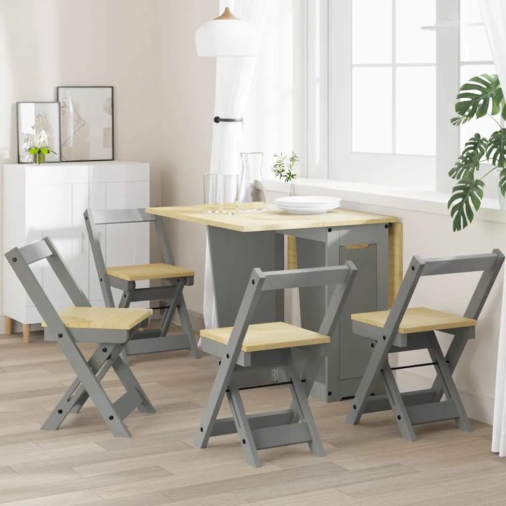 vidaXL Cadeiras de jantar dobráveis 2 pcs Corona pinho maciço cinzento