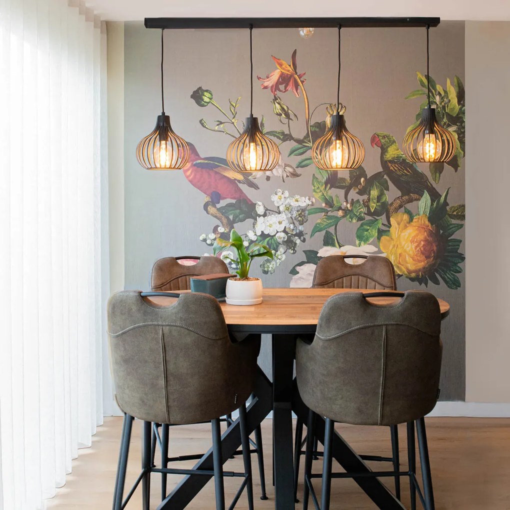 Candeeiro de suspensão moderno preto 4 luzes - Saffira