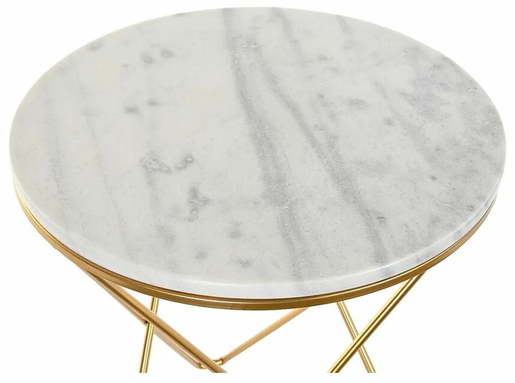Mesa de apoio DKD Home Decor Dourado Metal Mármore (50 x 50 x 59,5 cm)