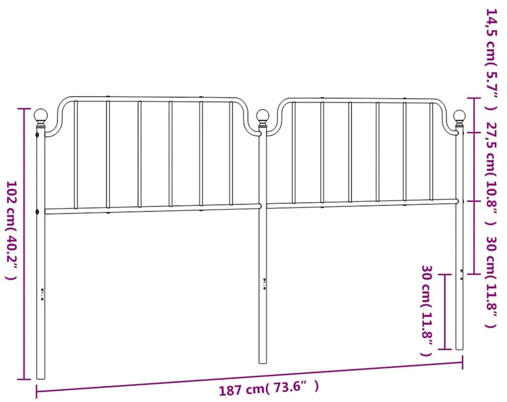 Cabeceira de cama 180 cm metal preto