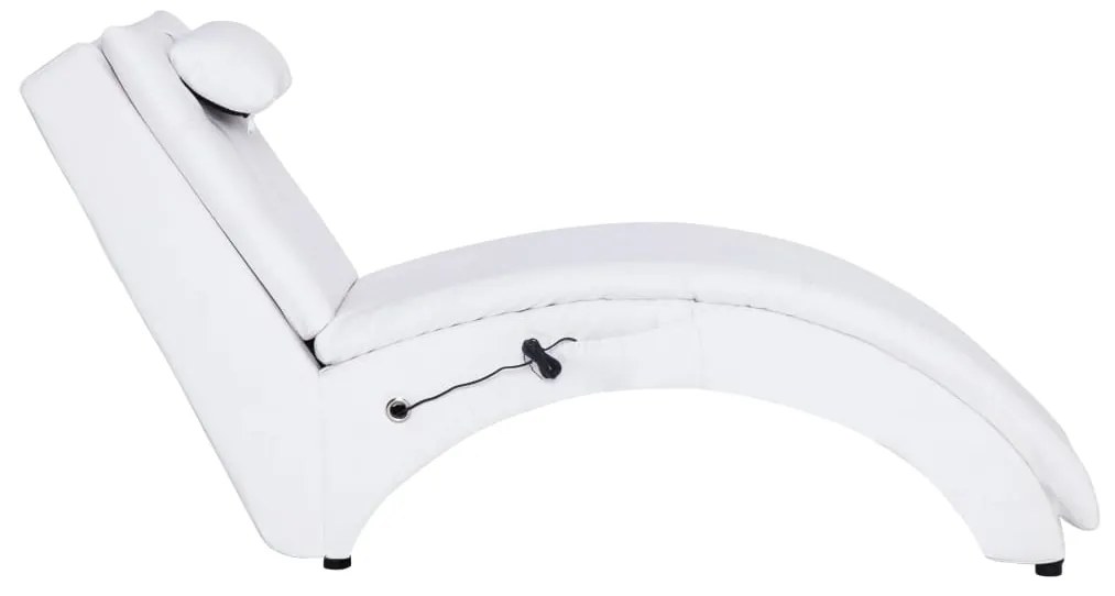 Chaise longue de massagem c/ almofada couro artificial branco