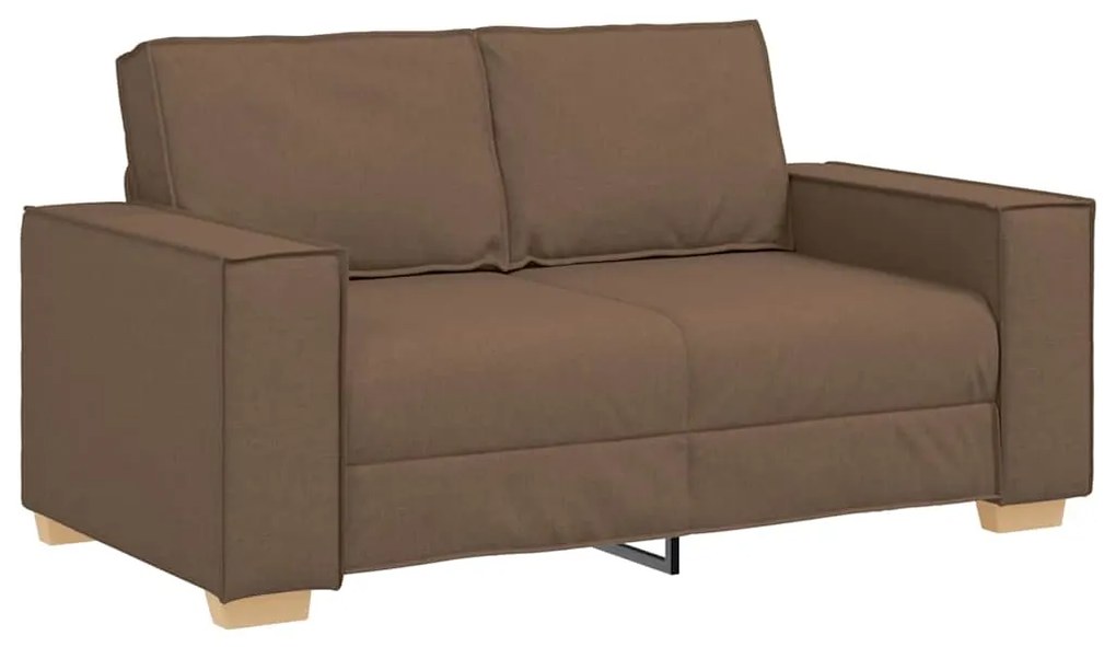 Conjunto de Sofá de 3 Peças com Almofadas em Tecido Castanho