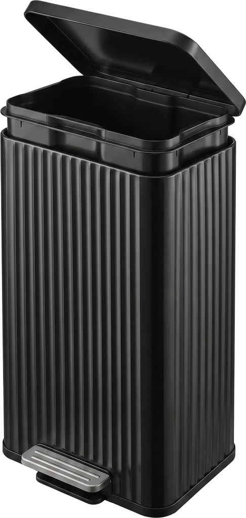 Caixote do lixo de cozinha com tampa 33,6 x 29,8 x 59,5 cm, fecho suave e balde interior removível, 30 L, preto