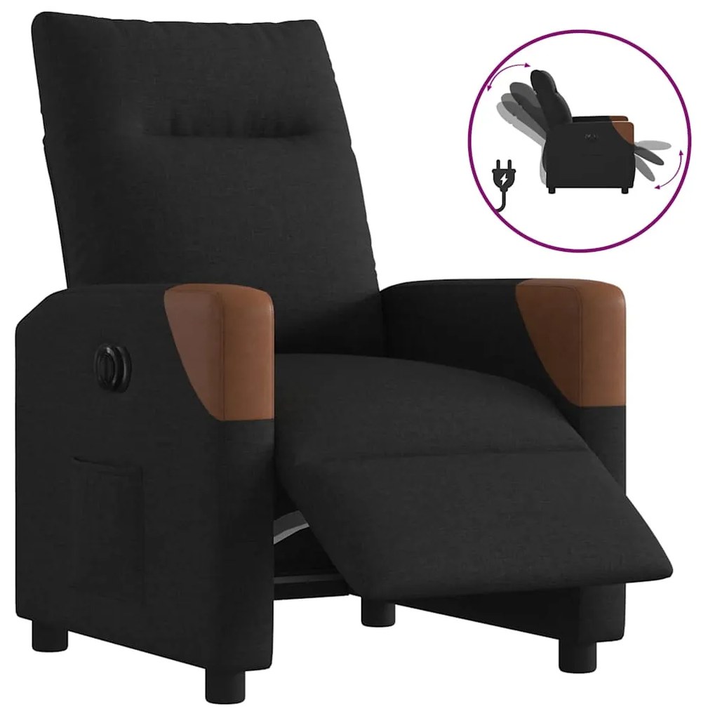 vidaXL Poltrona elétrica reclinável tecido preto
