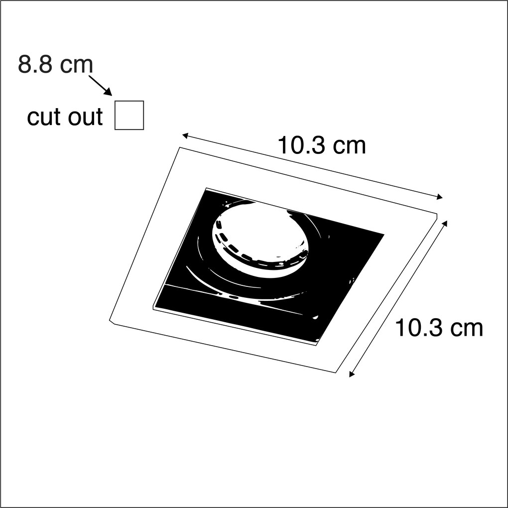 Foco embutido inteligente aço incluindo fonte de luz Wifi GU10 - Carree