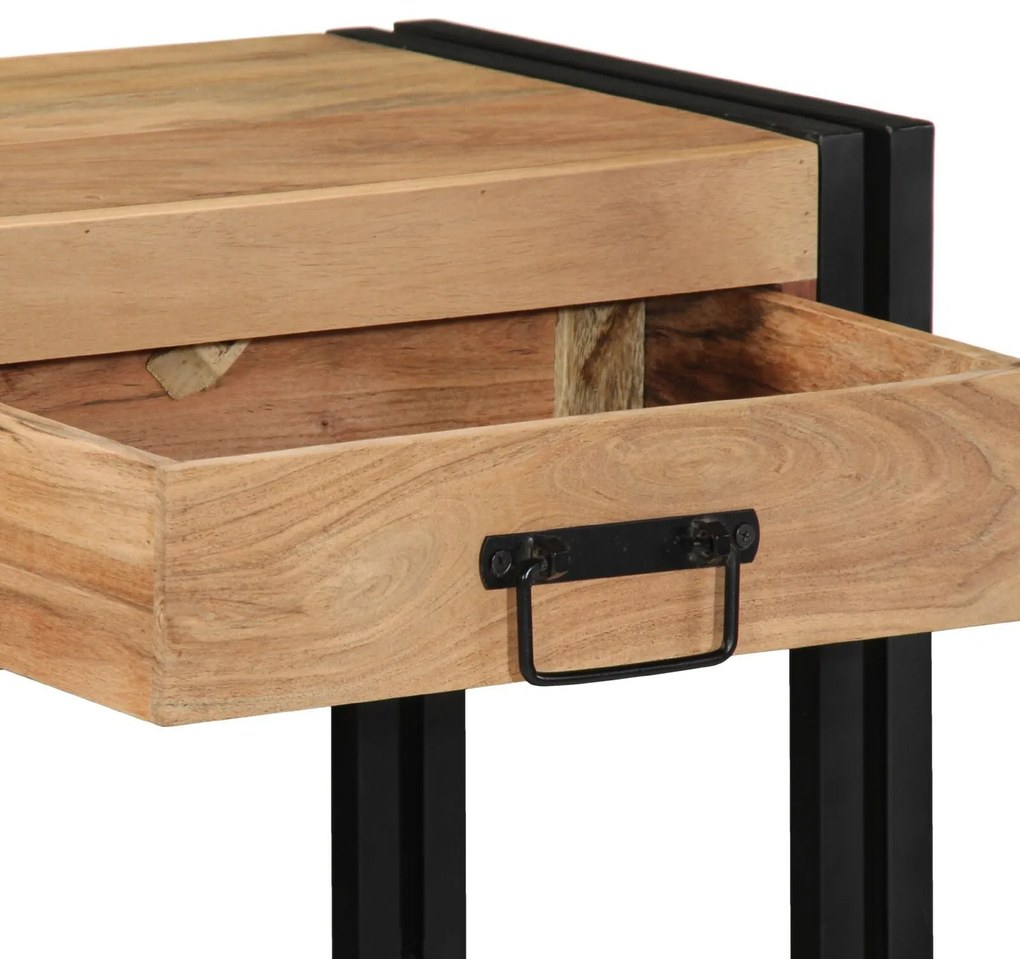 Mesa de Consola vidaXL Preta 90x33x75 cm em Madeira de Acácia Sólida e