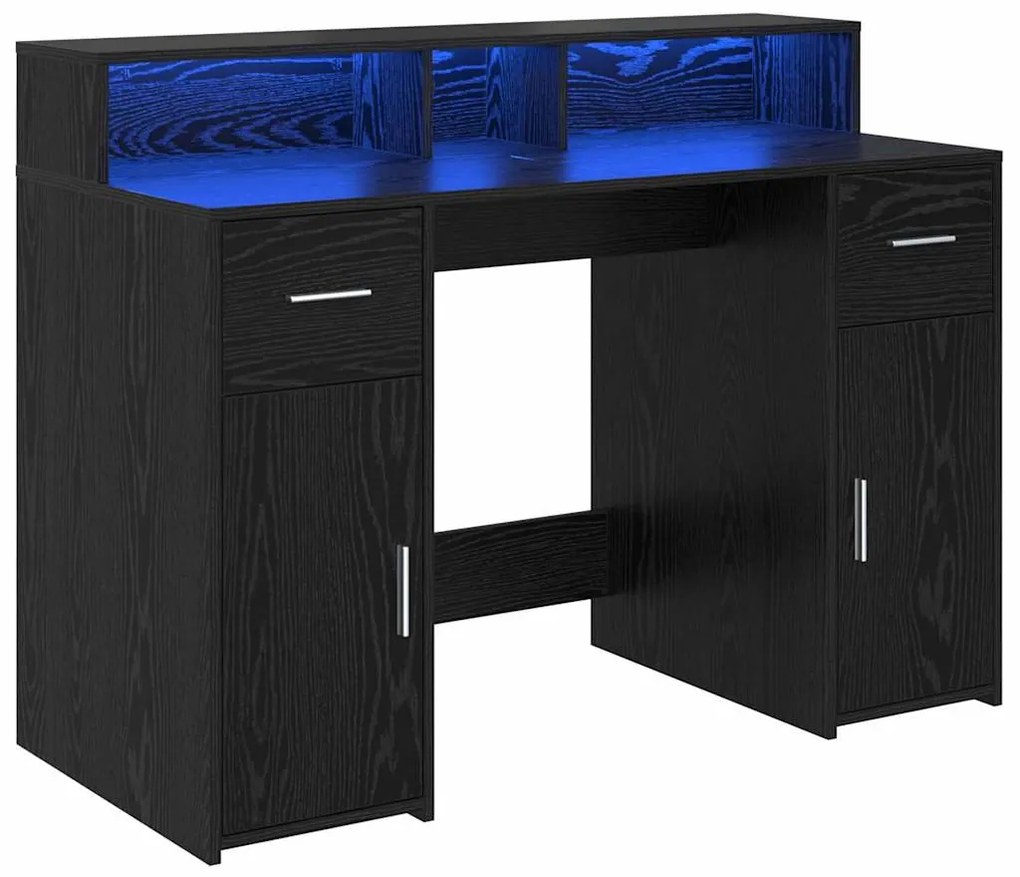 Mesa Carvalho Preto 120x55x91 cm Madeira Engenharia