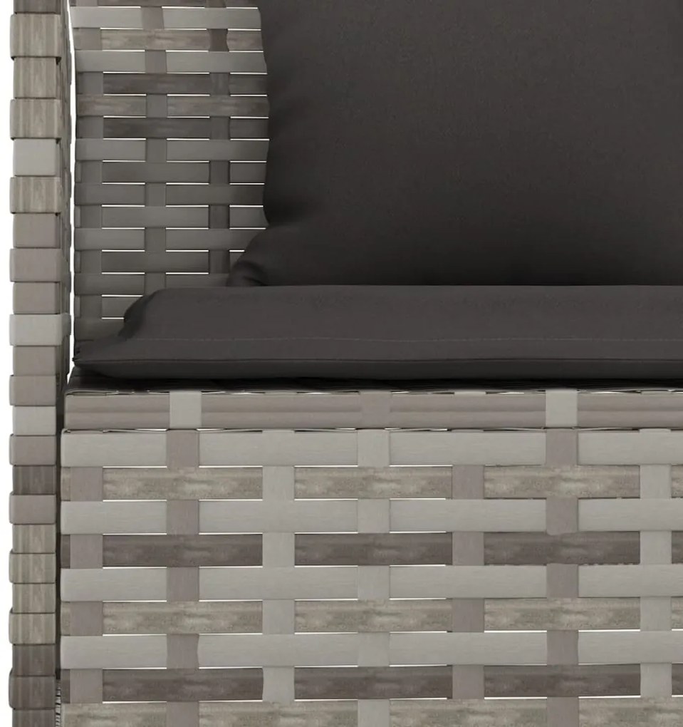 2 pcs conjunto de jantar p/ jardim c/ almofadões vime PE cinza