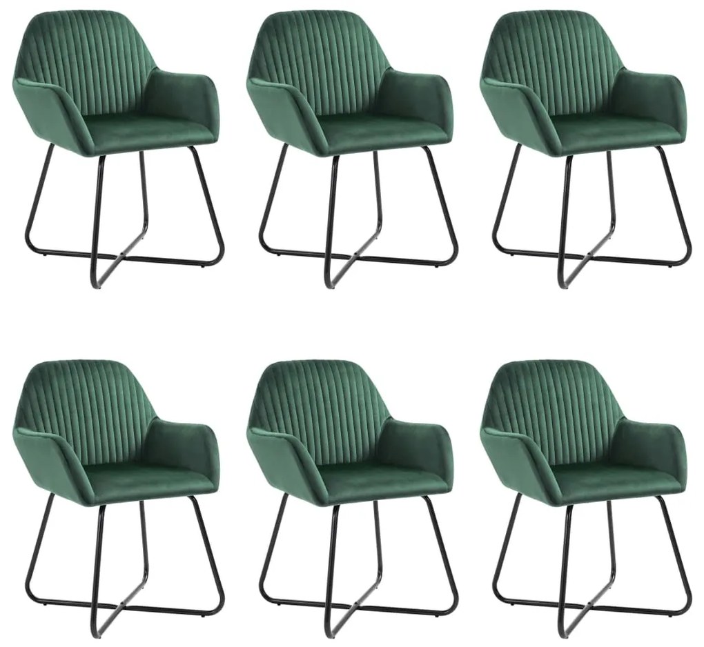 vidaXL Cadeiras de jantar 6 pcs veludo verde