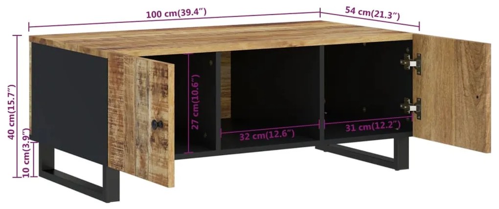 Mesa de centro madeira de mangueira maciça/derivados de madeira