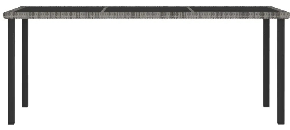 9 pcs conjunto de jantar para jardim vime PE cinzento