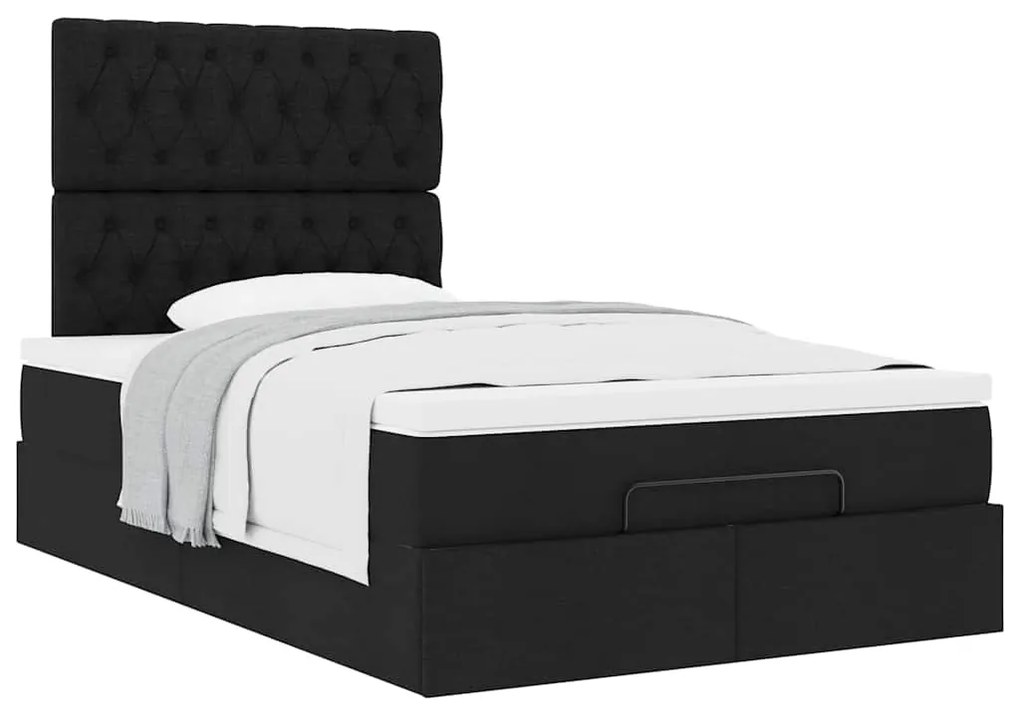 moldura de cama síriaXL otomana com colchão preto tecido