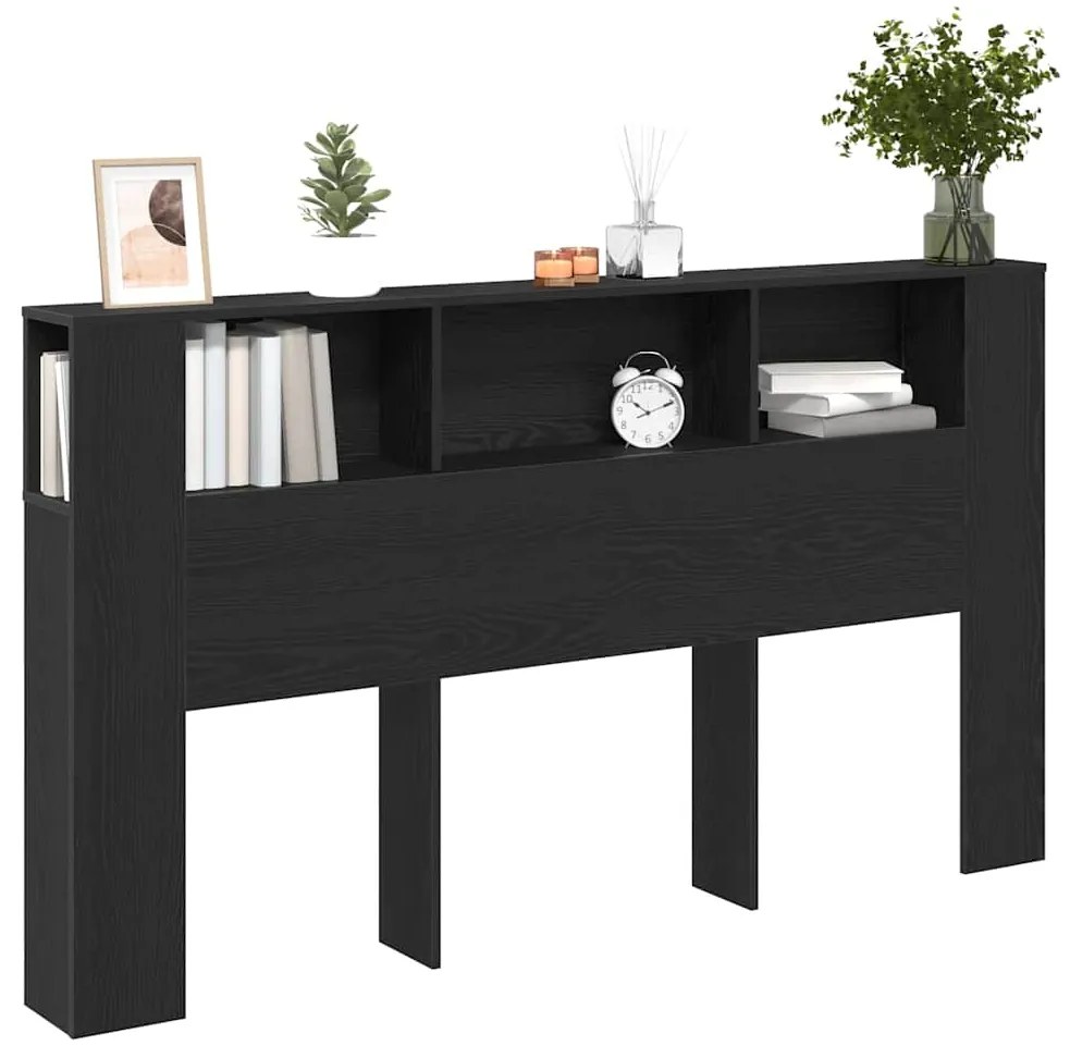 Cabeceira de Cômoda vidaXL em Carvalho Preto - 180x18.5x102.5 cm