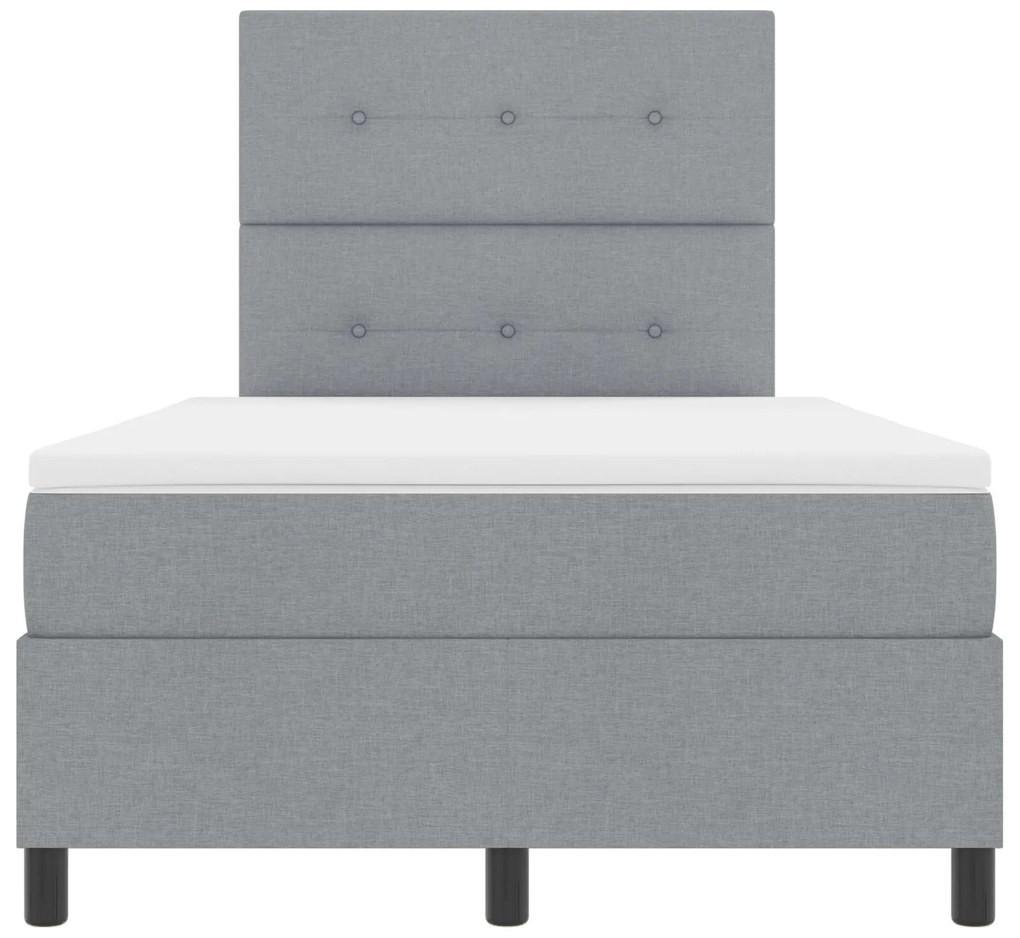 Cama Box Spring com Colchão Cinza Claro 120x200 cm Tecido