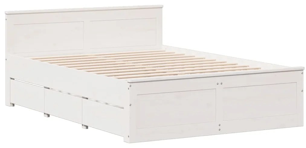 Cama com estante sem colchão 150x200 cm pinho maciço branco