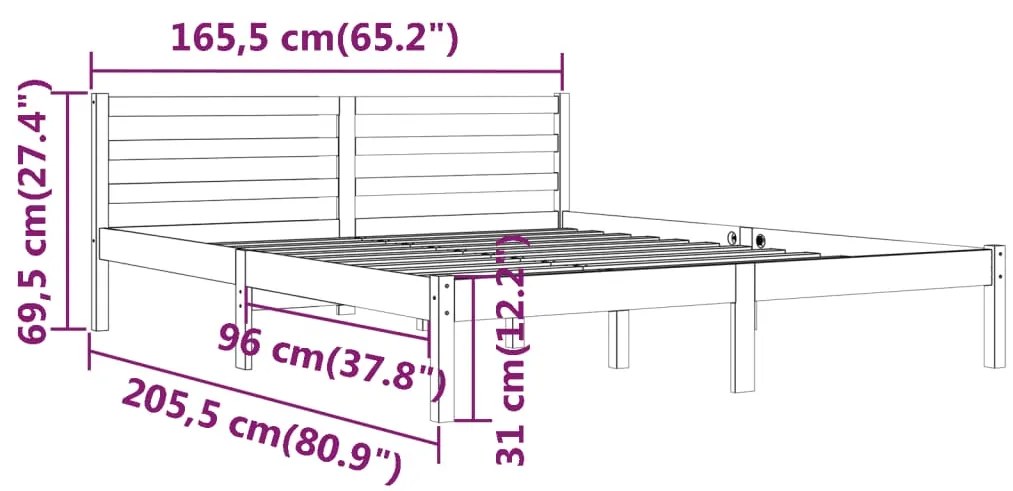 Estrutura de cama 160x200 cm pinho maciço branco