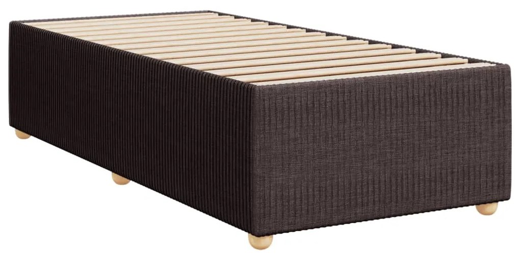 Estrutura de cama sem colchão 90x190 cm tecido castanho-escuro