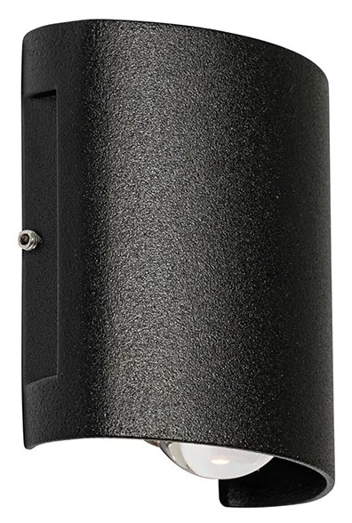 Candeeiro de parede exterior preto com LED 2-luzes IP54 - Silly