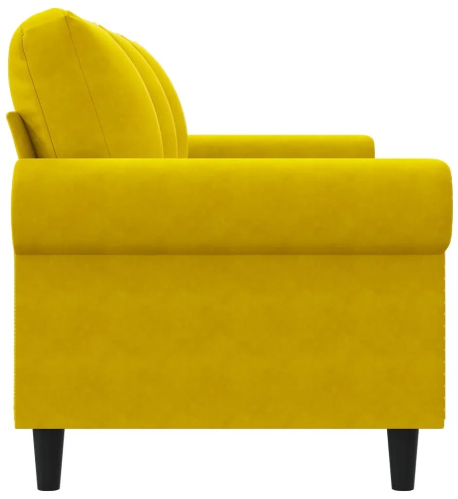 Sofá de 3 lugares 180 cm veludo amarelo