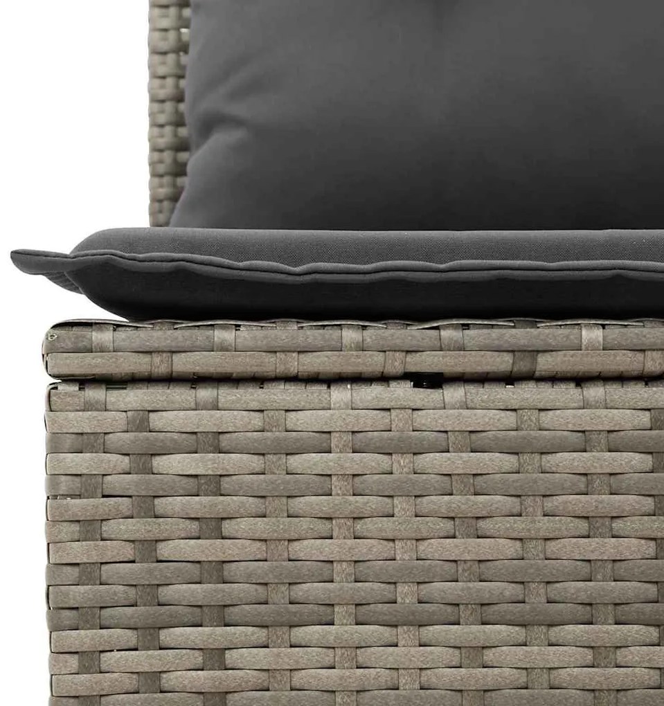 Conjunto de Sofá de Jardim de 9 Peças com Almofadas Cinza Rattan Polim