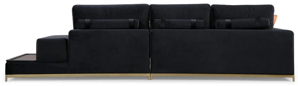 Sofá de 4 Lugares Line – Preto e Dourado – 320 x 102 x 84 cm