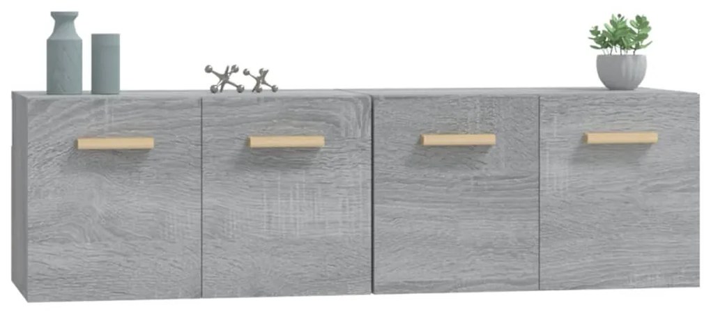 Armário parede 2pcs 60x36,5x35cm madeira processa. cinza sonoma