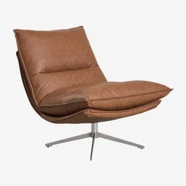 Poltrona Giratória Em Polipele Sisko Couro Sintético Camelo Vindima - Sklum