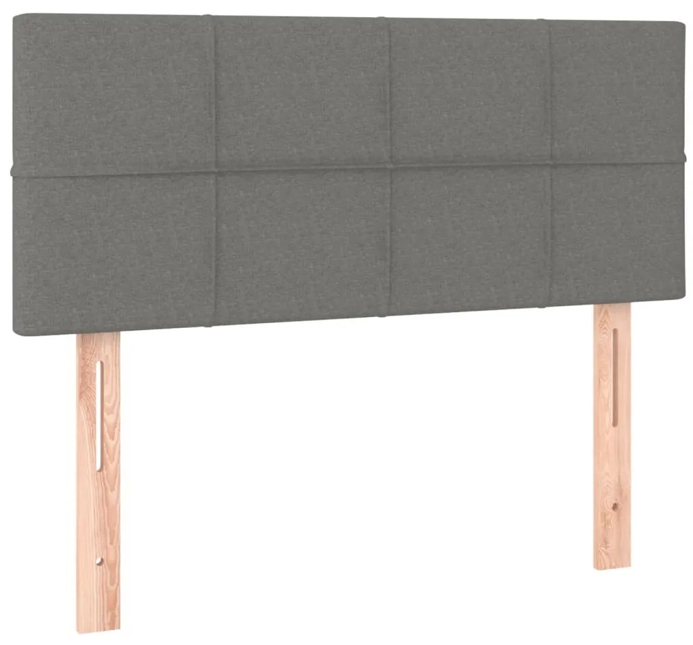 Cama box spring c/ colchão e LED 90x190 cm tecido cinza-escuro