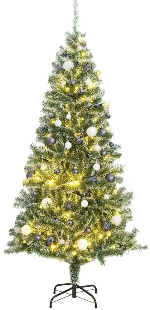Árvore Natal artificial c/ 300 luzes LED, bolas e neve 240 cm