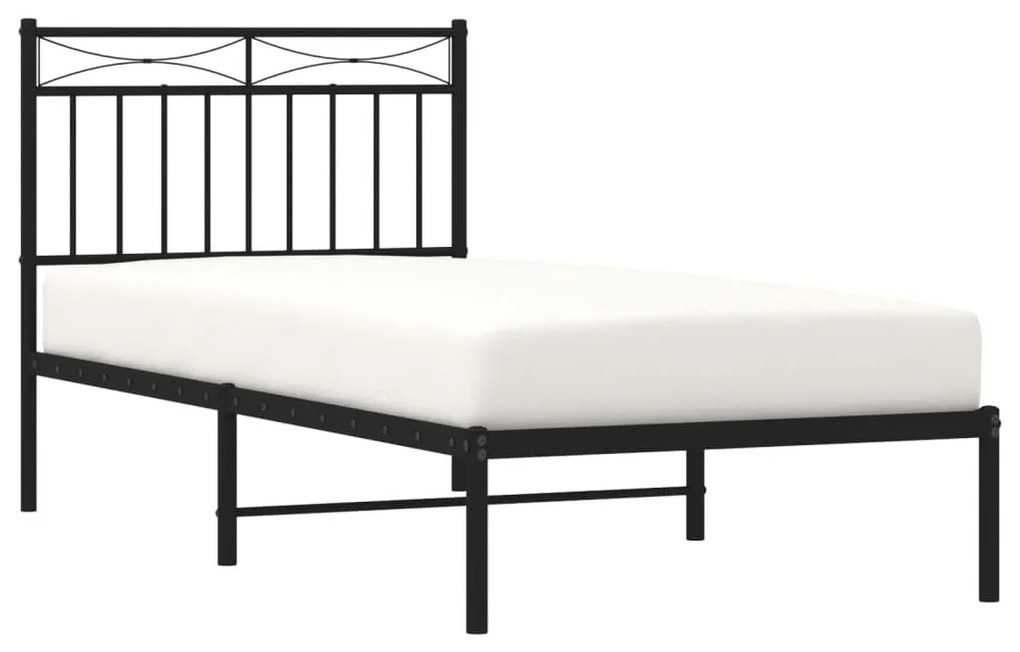 Estrutura de cama com cabeceira 90x190 cm metal preto