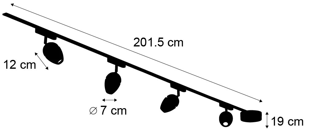 LED Sistema de iluminação de trilho moderno com 4 focos pretos monofásicos - Magnetic Eggy Moderno