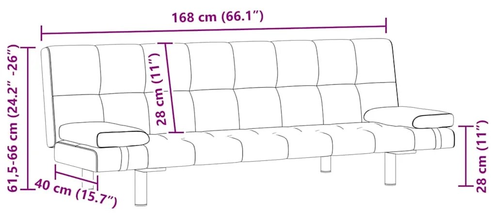 Sofá-cama ajustável c/ 2 almofadas couro artificial branco nata