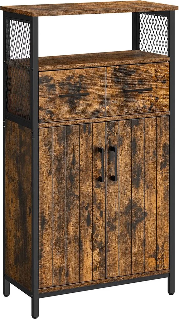 Armário de arrumação com gaveta 108 x 60 x 30 cm Castanho Vintage-Preto