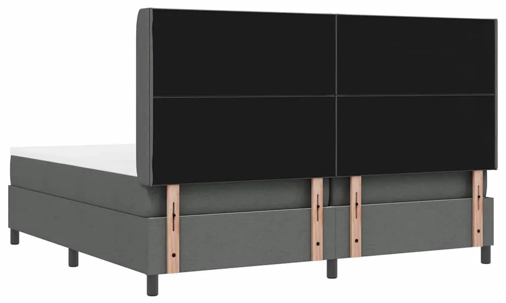 Cama Box com Colchão - Cinza Escuro, 200 x 200 cm, Tecido