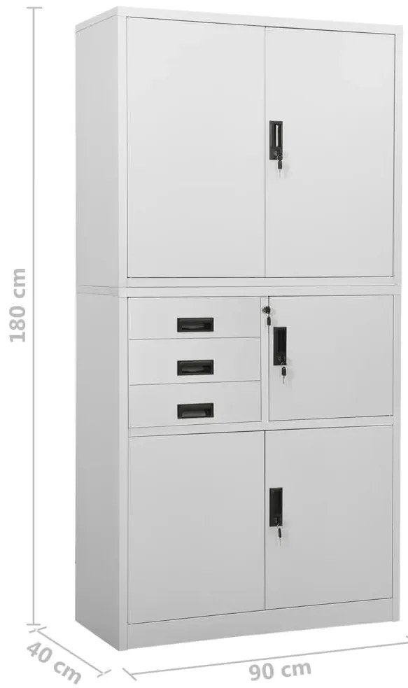 Armário de escritório 90x40x180 cm aço cinzento-claro