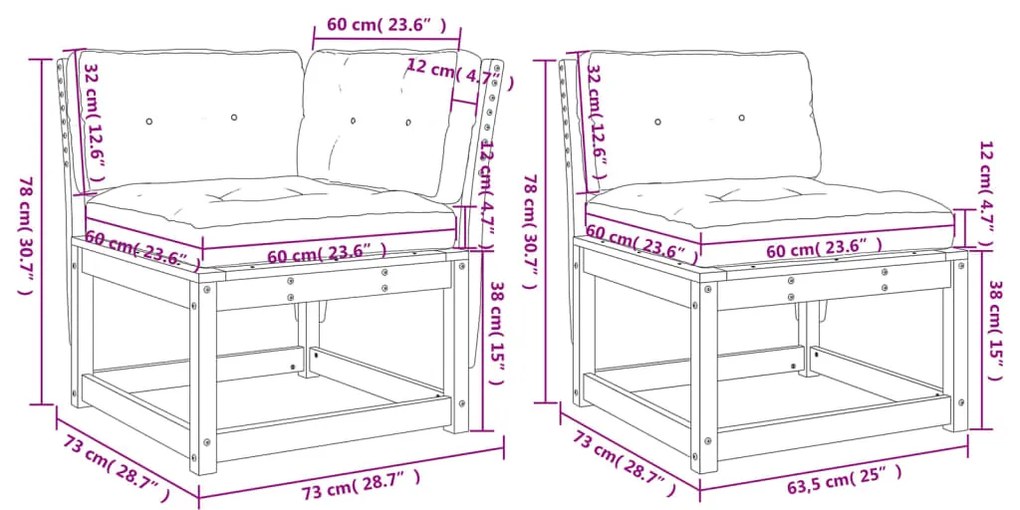 5pcs conj. sofás jardim + almofadões pinho maciço castanho-mel