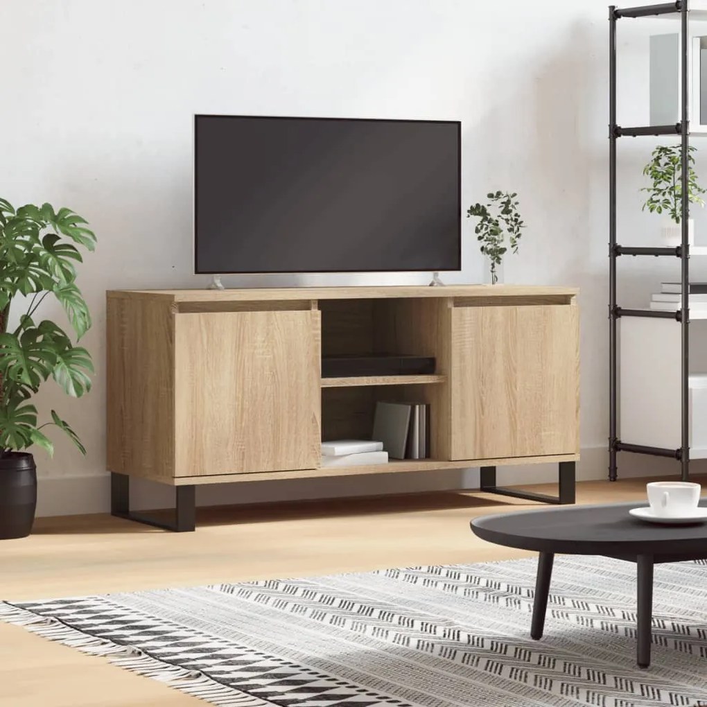 vidaXL Móvel de TV 104x35x50 cm derivados de madeira carvalho sonoma
