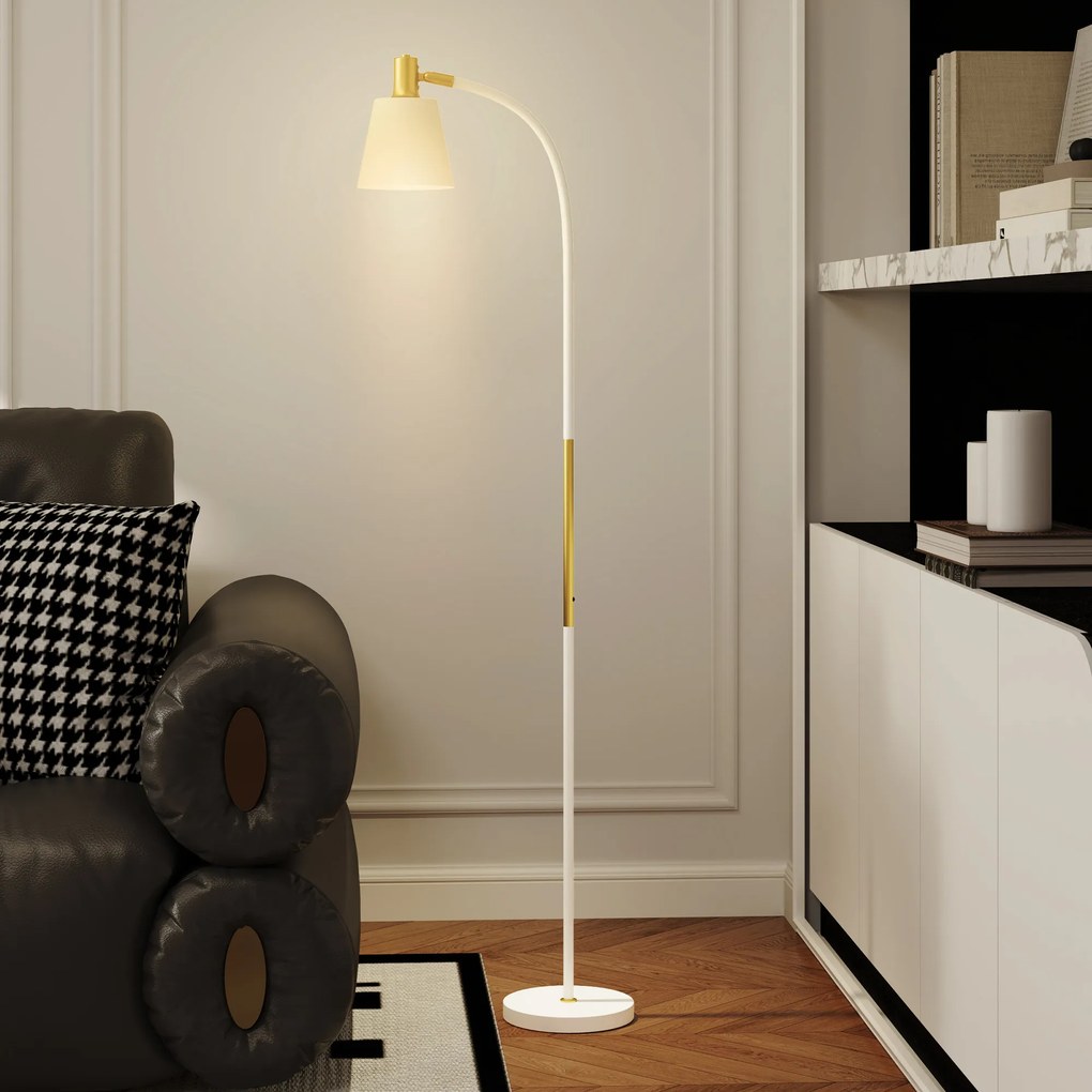 Candeeiro de sala com altura regulável entre 127 e 160 cm, com interruptor, casquilho E27, branco