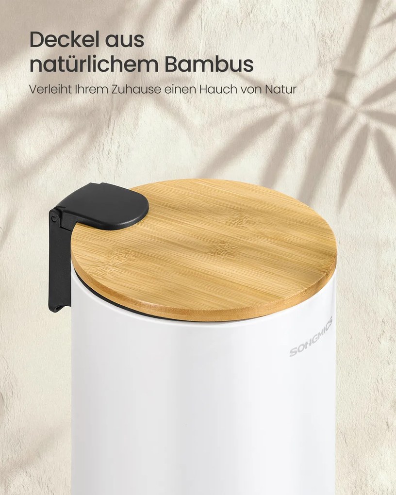 Caixote Lixo para casa de banho com tampa e pedal silencioso, 3 litros, branco