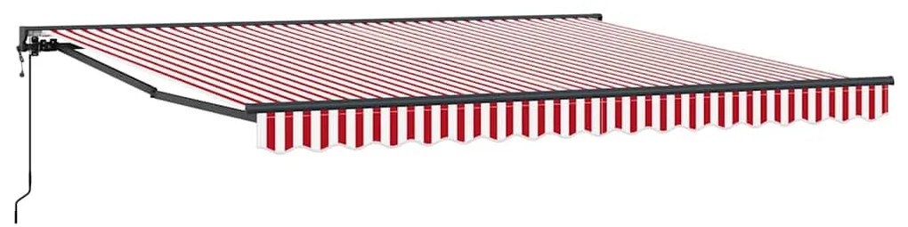 Toldo Retrátil Manual Listrado Vermelho e Branco 400x300 cm