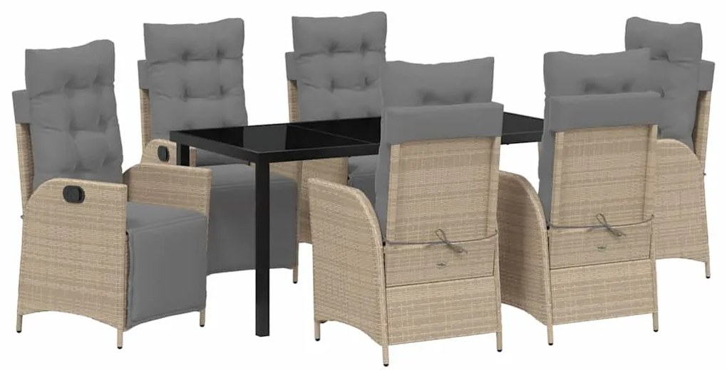 Conjunto de jantar de jardim com 7 peças em ratan sintético bege