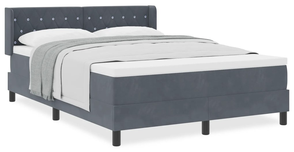 Cama Box com Colchão vidaXL Cinza Escuro 160x200 cm Veludo